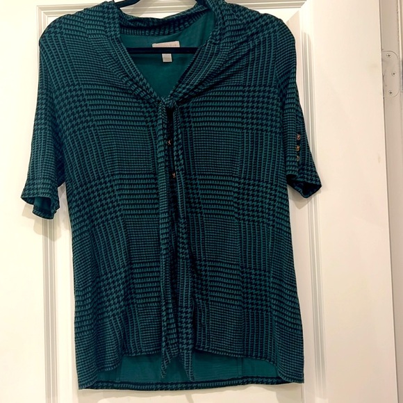 Charter club medium Forrest green plaid button top (very soft!) - Picture 1 of 8